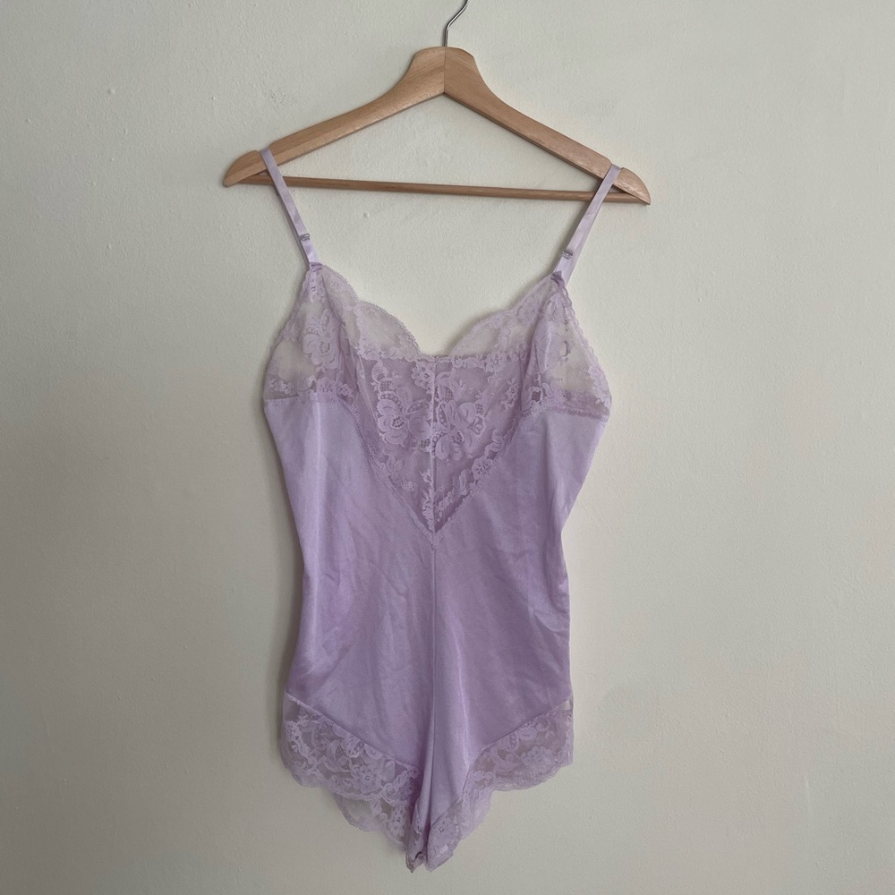 Vintage Emilio Pucci lingerie teddy purple lace 36 14-16